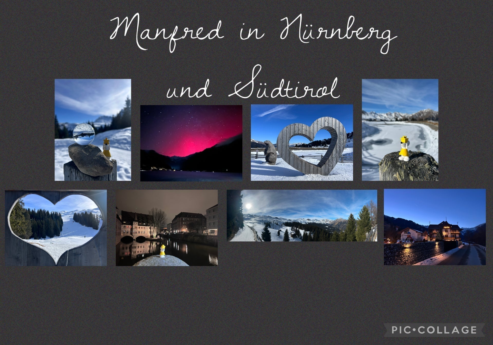 🐭❄️✨ Manfred zwischen Bergen, Schnee und Polarlichtern in Südtirol