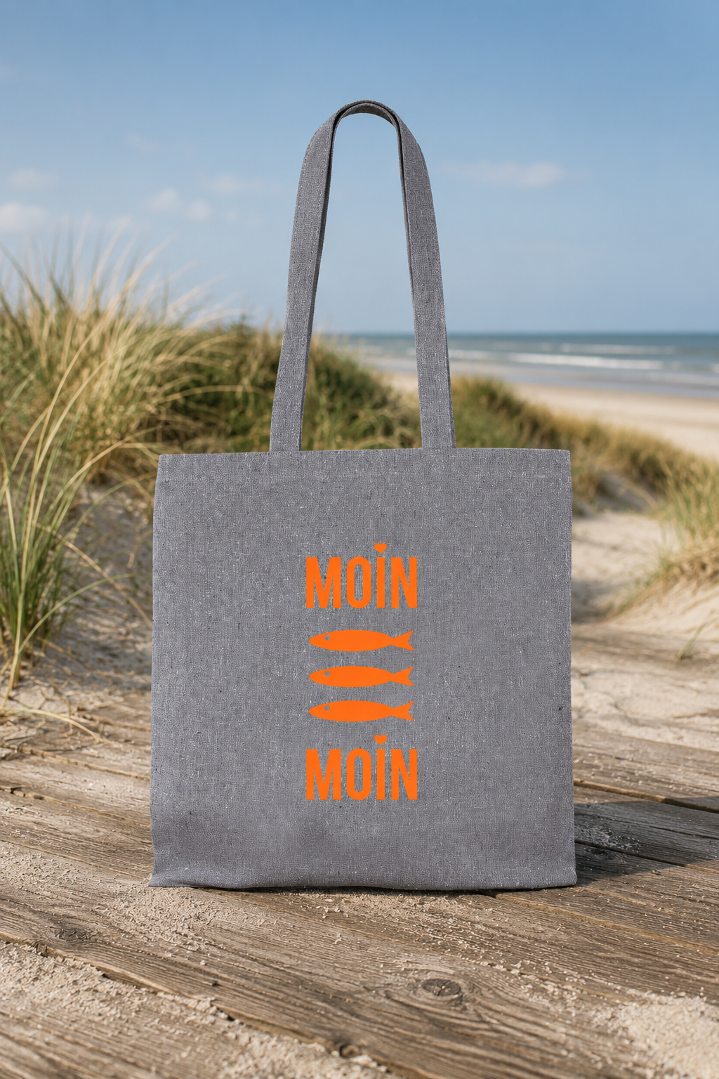 Baumwoll-Beutel Moin Moin Fische (Neon-Orange)