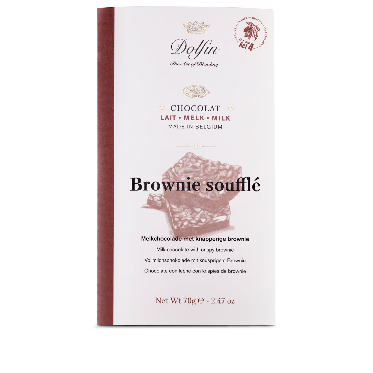 Dolfin Vollmichschokolade mit Crunchy Brownie