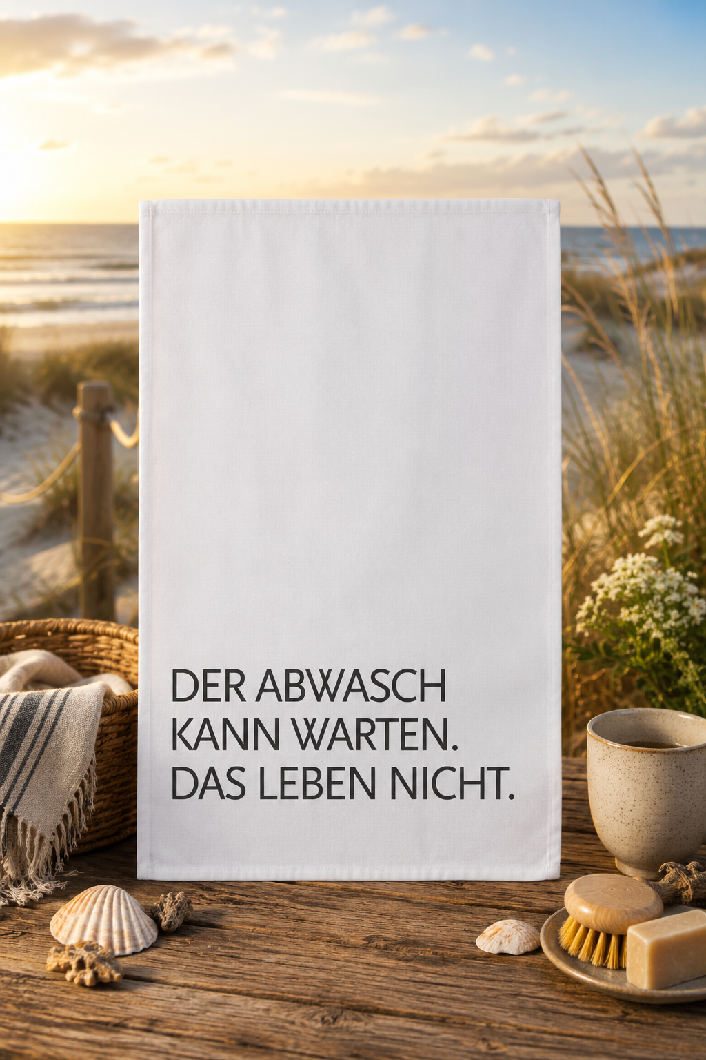 Geschirrtuch „Abwasch“ – das Leben wartet schließlich nicht