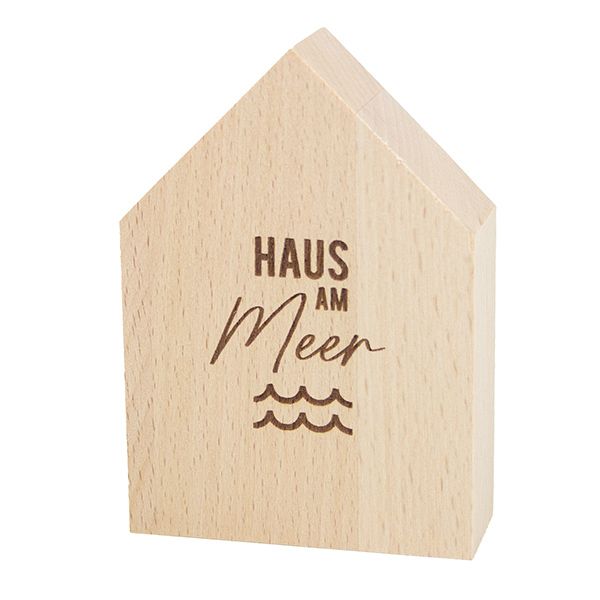 Großes Deko-Holzhäuschen „Haus am Meer" aus Buchenholz