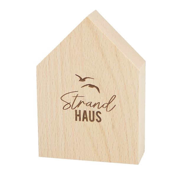 Großes Deko-Holzhäuschen „Strandhaus" aus Buchenholz
