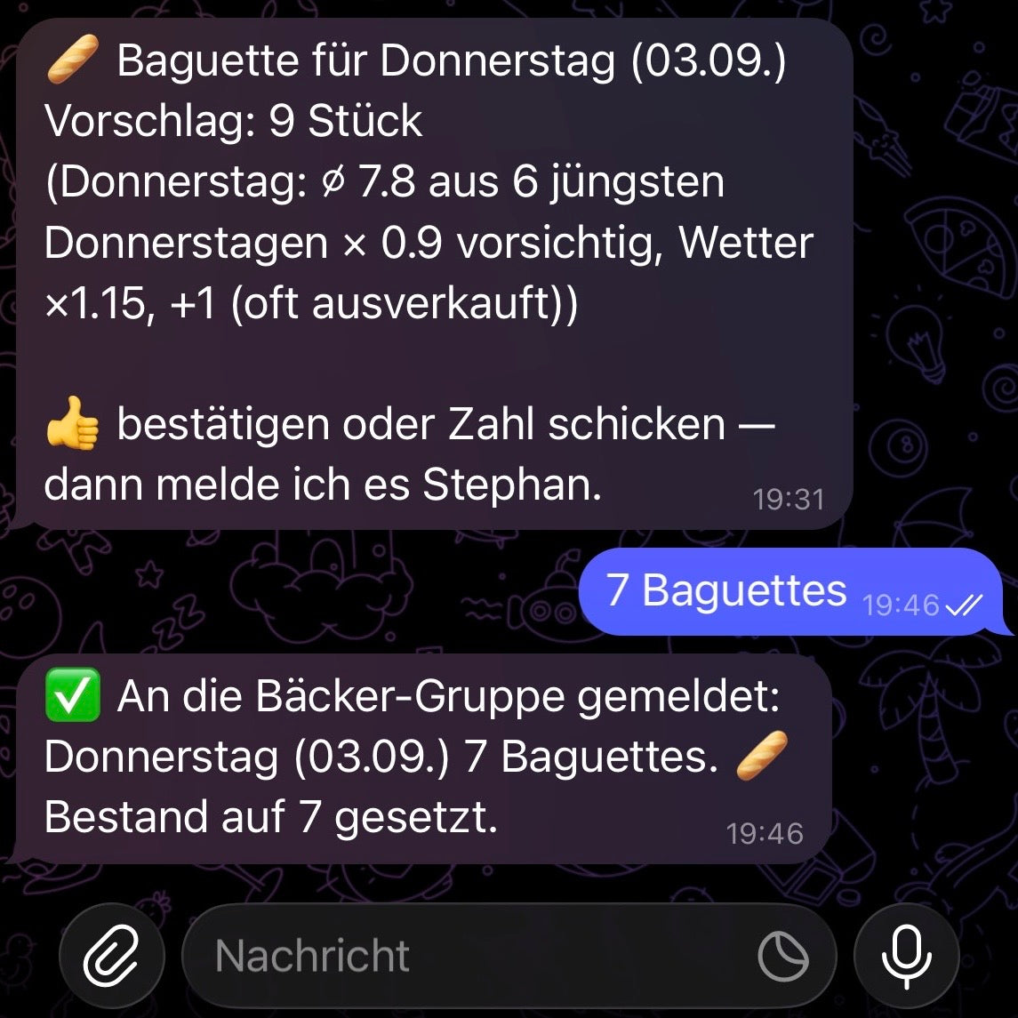 🥖 Freed, wie viele Baguettes brauchen wir morgen?