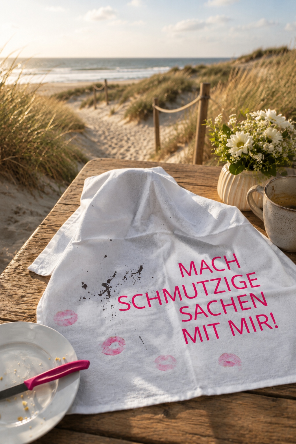 Geschirrtuch „Schmutzige Sachen“ – frech, praktisch, ziemlich pink