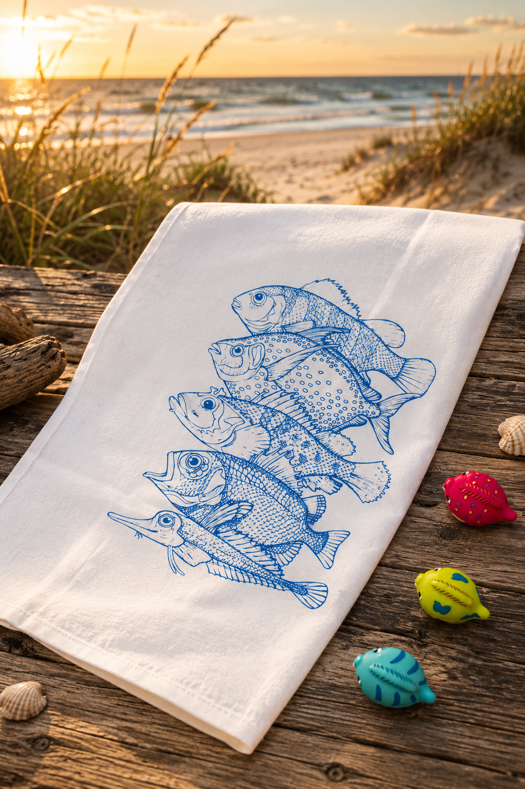 Geschirrtuch „5 Fische“ – ein Stück Meer für die Küche