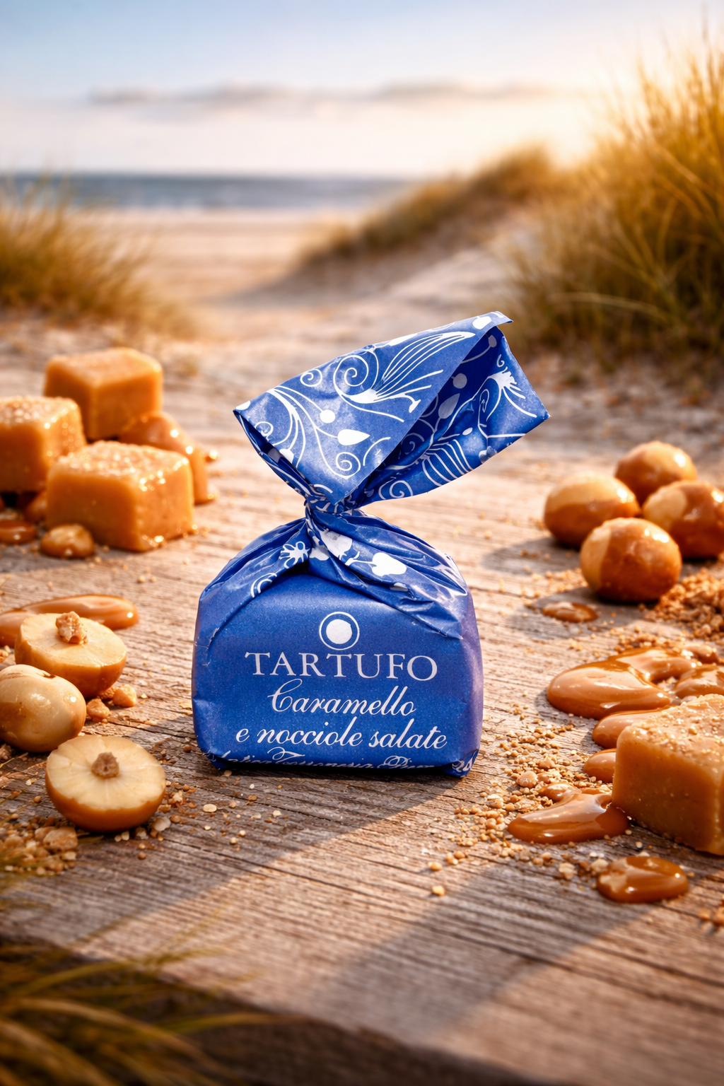 Tartufi Dolci Caramello e Nocciole Salate – Weiße Karamell‑Schokoladentrüffel mit gesalzenen Piemont‑Haselnüssen