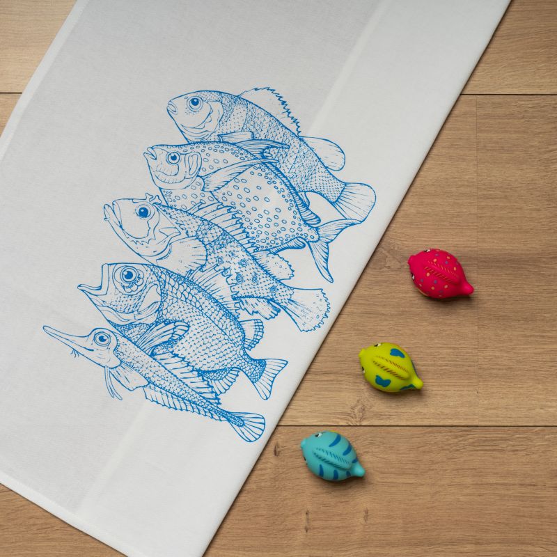Geschirrtuch „5 Fische“ – ein Stück Meer für die Küche