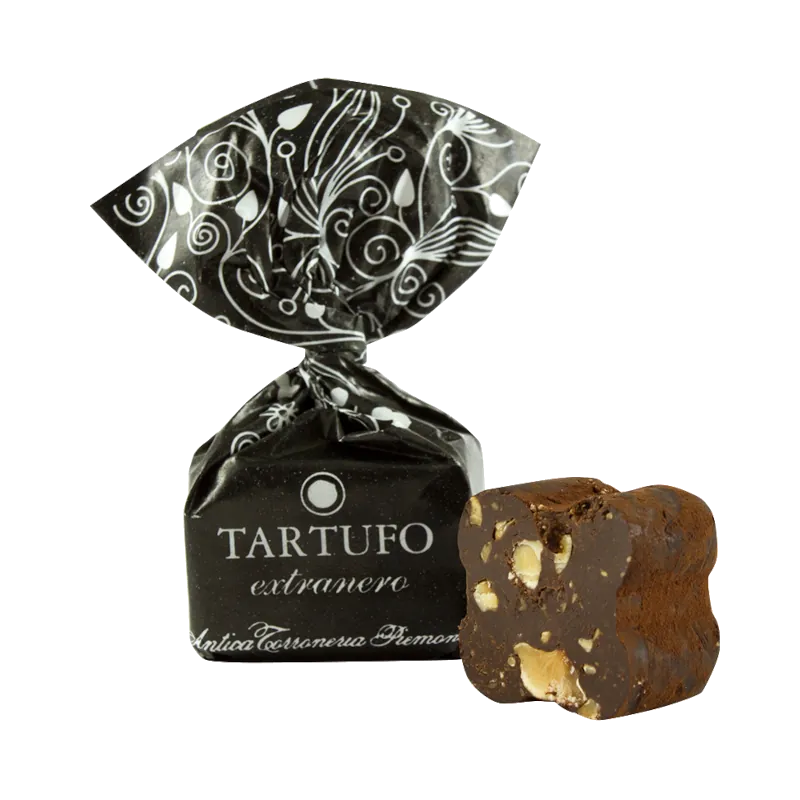 Tartufini Dolci Extranero – Dunkle Mini-Schokoladentrüffel mit Haselnuss aus dem Piemont