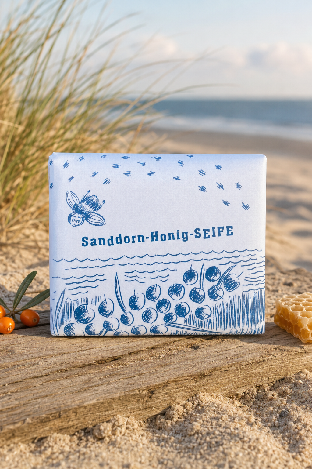 Handgemachte Sanddornhonig-Seife
